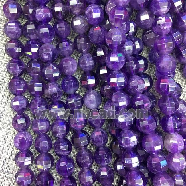 purple Amethyst beads, Pumpkin, faceted round