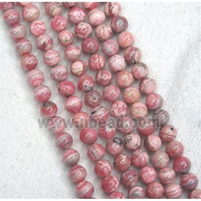 natural Rohodonite beads, round, pink