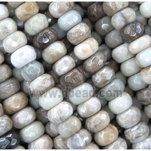 natural Silver Leaf Jasper beads, faceted rondelle