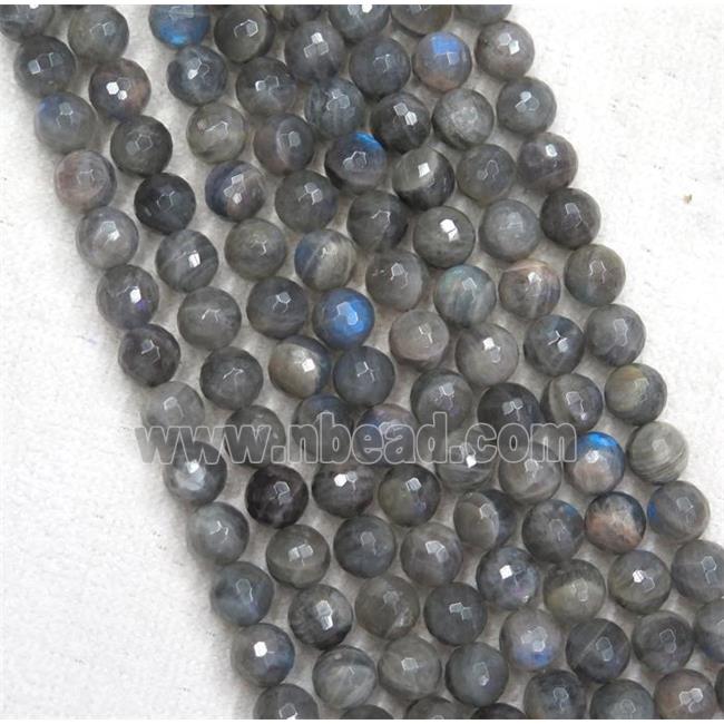 deep gray Labradorite beads, faceted round, AA-Grade