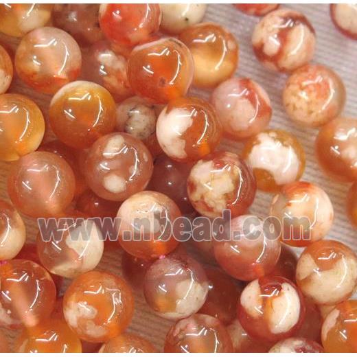 round Cherry blossom sakura Agate beads, red