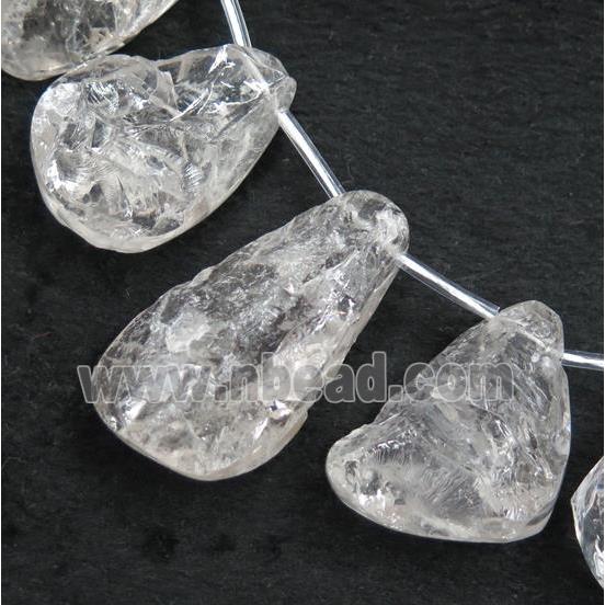 Clear Quartz collar beads, teardrop, rough