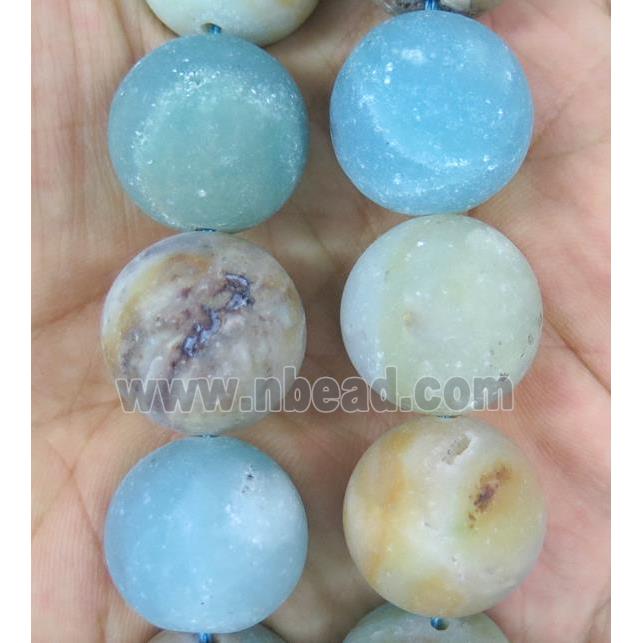 large round Chinese Amazonite beads, matte