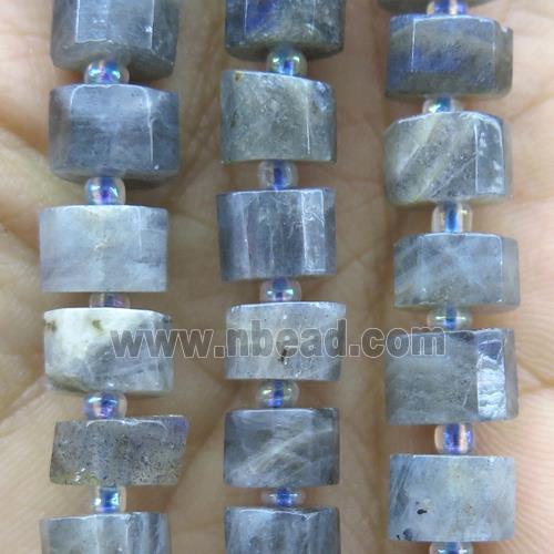 Labradorite bead, faceted heishi