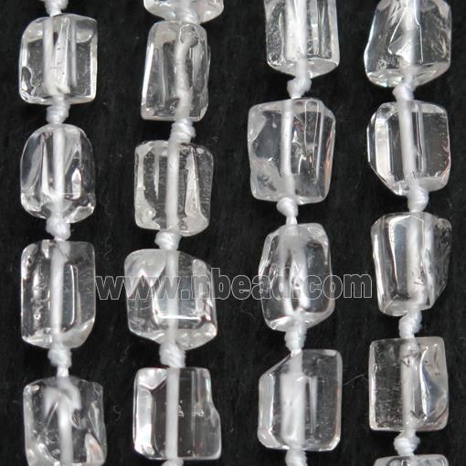 Clear Quartz chip bead, tube, polished