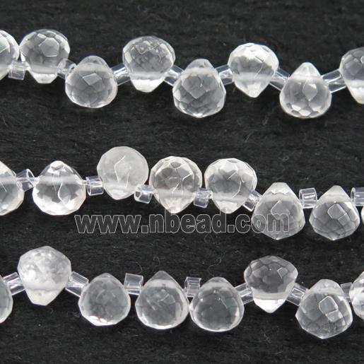 Clear Quartz beads, faceted teardrop