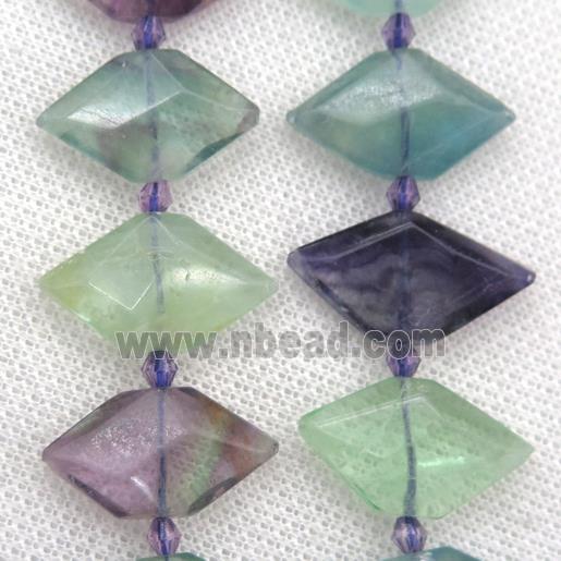 Fluorite beads, faceted bullet