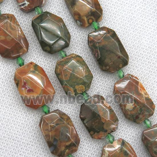 Rhyolite beads, faceted rectangle