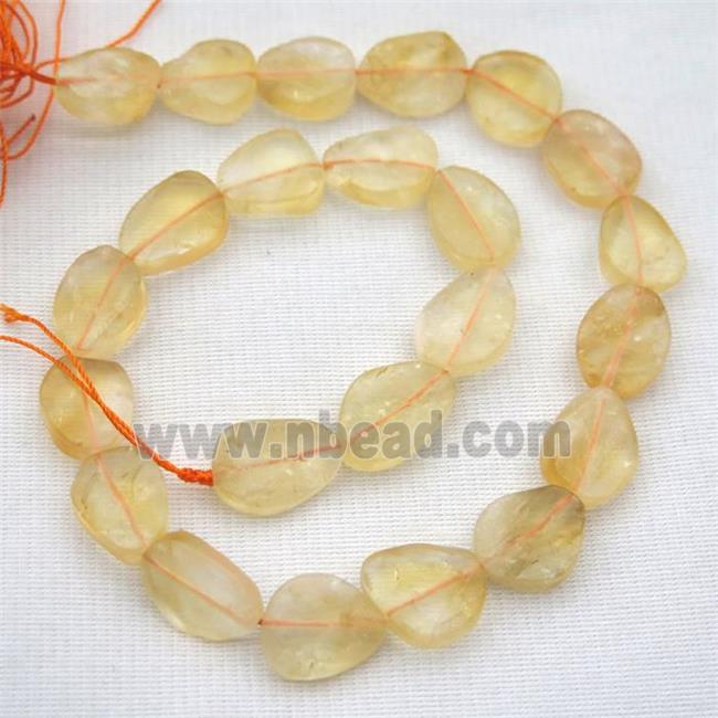 yellow Citrine beads, matte, freeform