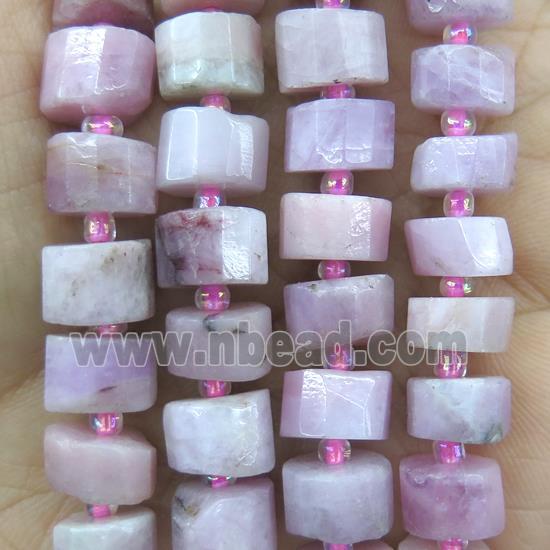 Kunzite beads, faceted heishi