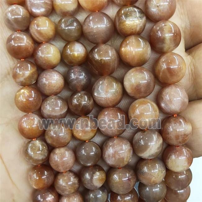 Natural Golden Sunstone Beads Peach Smooth Round