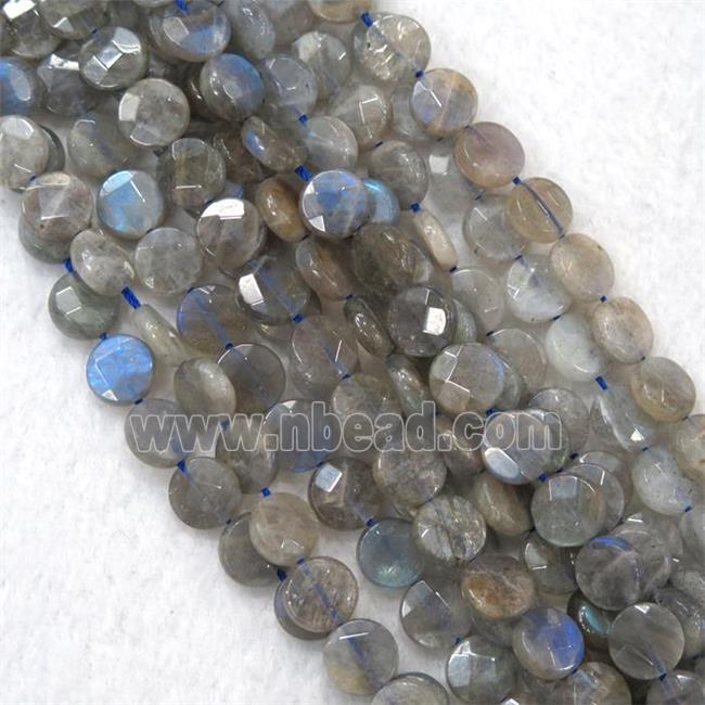 labradorite bead, faceted flat round