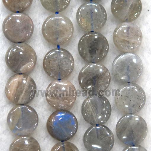 labradorite bead, flat round