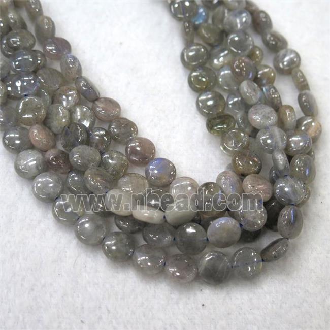 labradorite bead, flat round