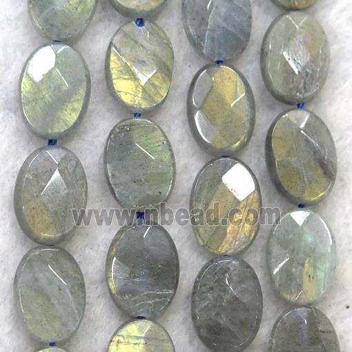 green Labradorite bead, faceted oval