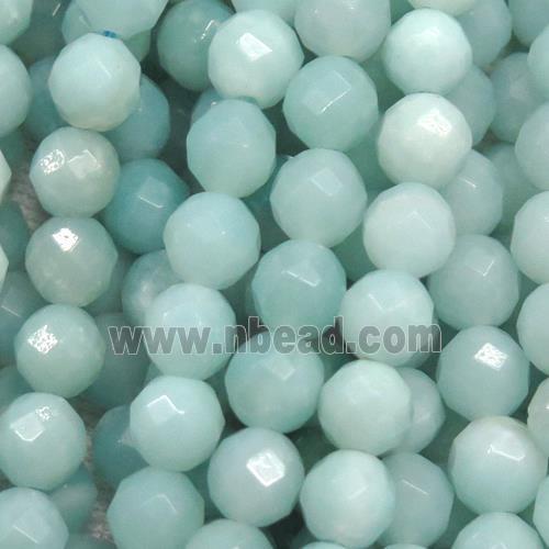 faceted round Amazonite beads ball, blue