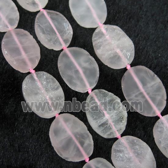 Rose Quartz bead, pink, rough oval