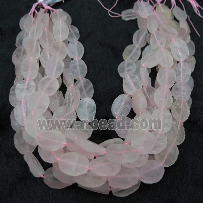 Rose Quartz bead, pink, rough oval