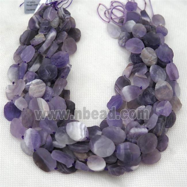 Dog teeth Amethyst beads, rough oval