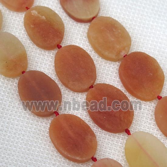 red Aventurine bead, rough oval