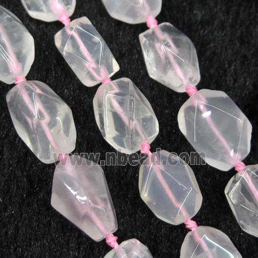 Rose Quartz chip bead, faceted freeform