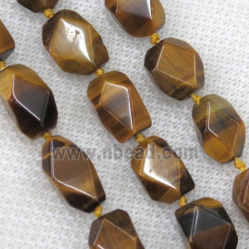 natural Tiger eye stone chip bead, faceted freeform