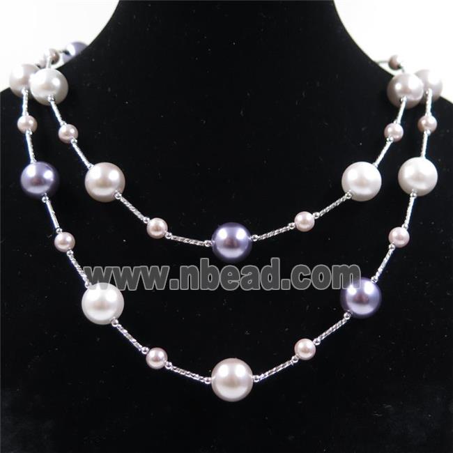 Pearlized Shell necklace, round