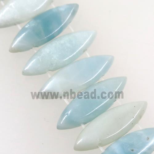 Amazonite oval beads with 2holes, blue