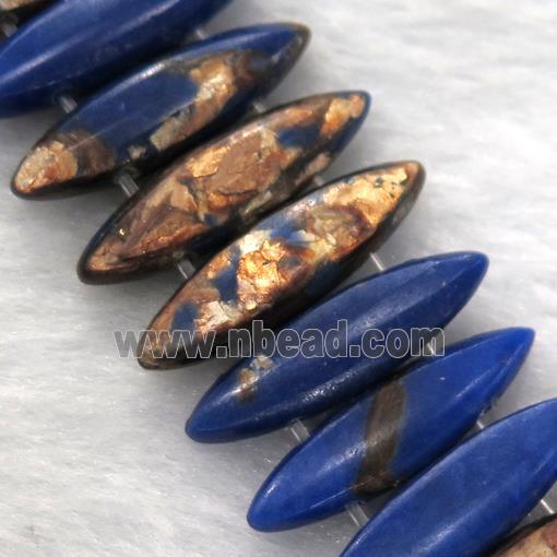 blue Imperial Jasper oval beads with broznite