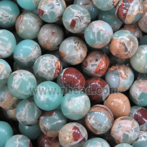 round blue Imperial Jasper beads, synthetic