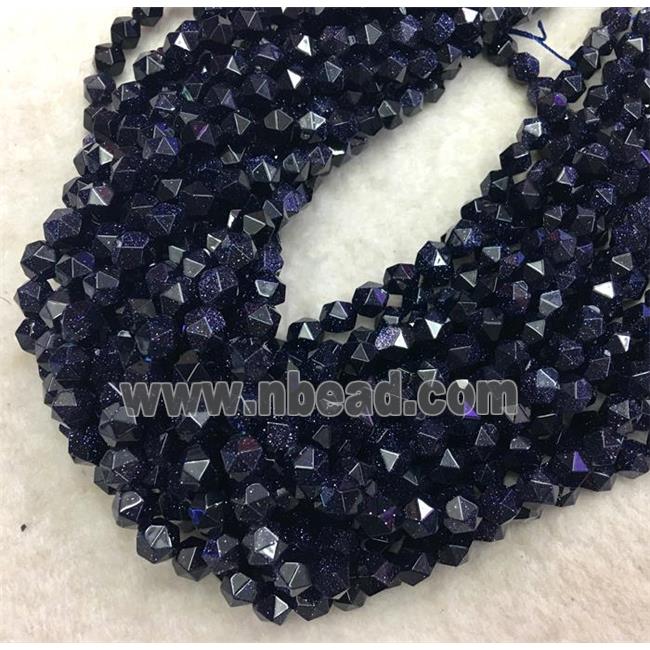 blue sandstone ball beads, starcut, faceted round