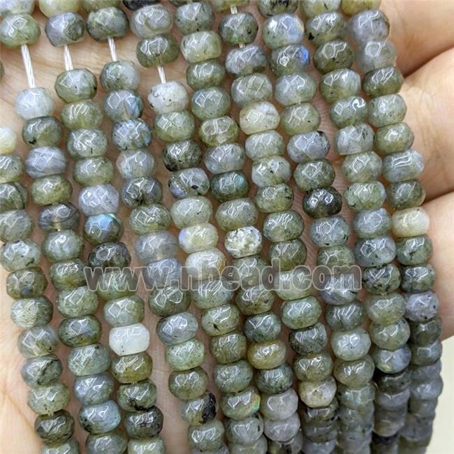 Labradorite bead, faceted rondelle