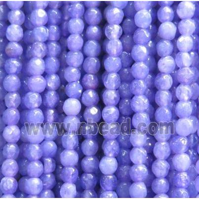 tiny jade bead, faceted round, dye lavender