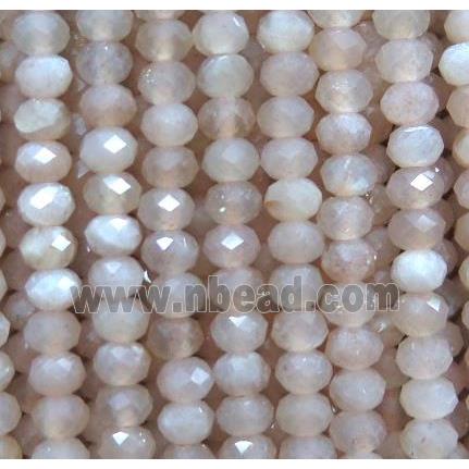 tiny moonstone beads, faceted rondelle, light orange