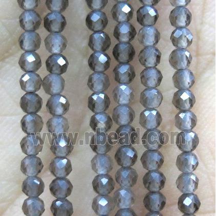 tiny Smoky Quartz Beads, faceted round