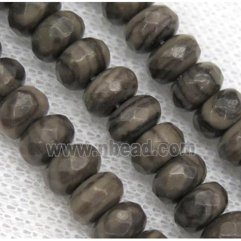 coffee jade bead, faceted rondelle