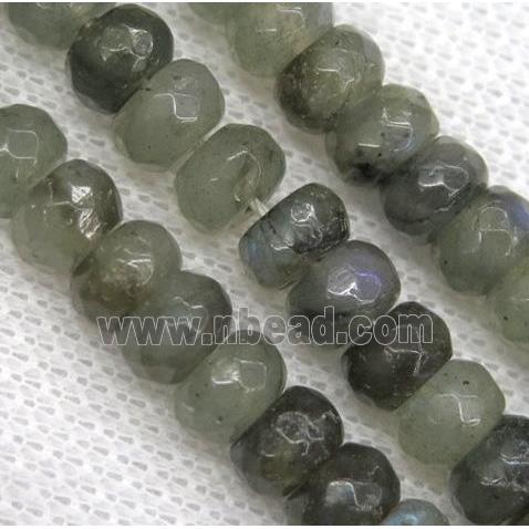 Labradorite bead, faceted rondelle