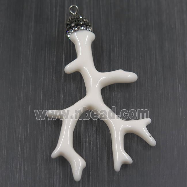 white resin branch pendant paved rhinestone