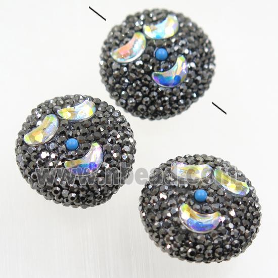 crystal glass bead paved rhinestone