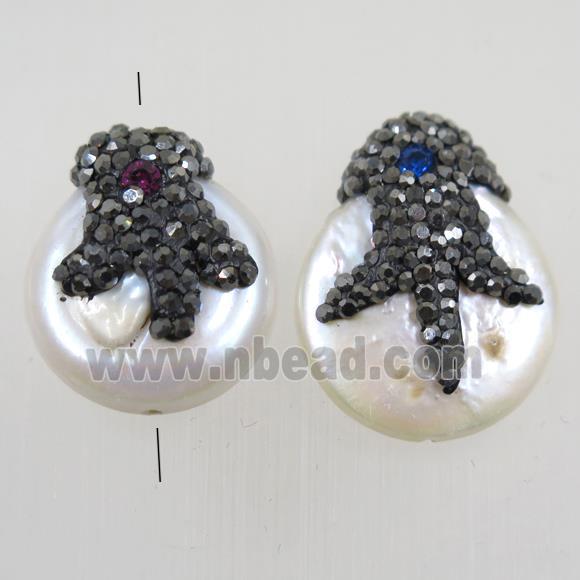 freshwater pearl beads paved rhinestone