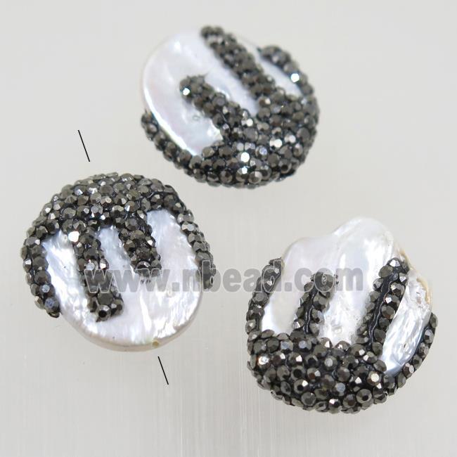 freshwater pearl beads paved rhinestone