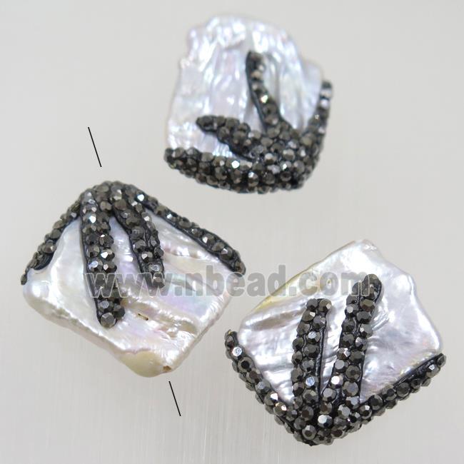 freshwater pearl beads paved rhinestone