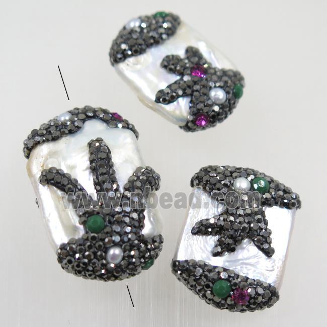 freshwater pearl beads paved rhinestone