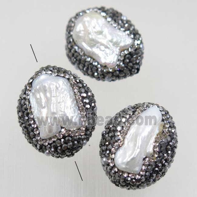 freshwater pearl beads paved rhinestone