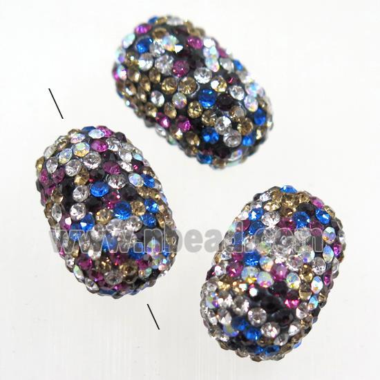 resin beads pave colorful rhinestone, barrel