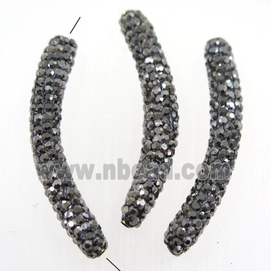 copper curve tube bead paved rhinestone