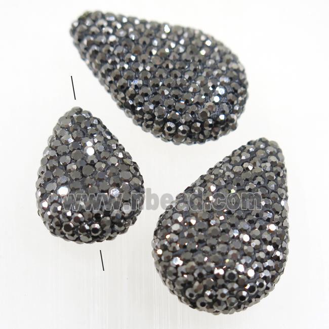 resin teardrop beads paved rhinestone