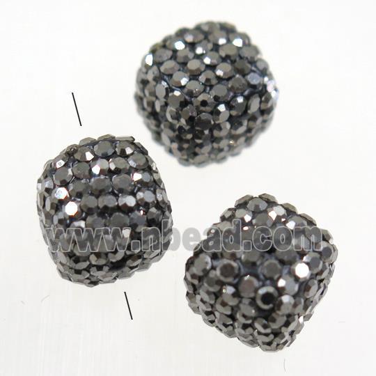 resin cube bead paved rhinestone