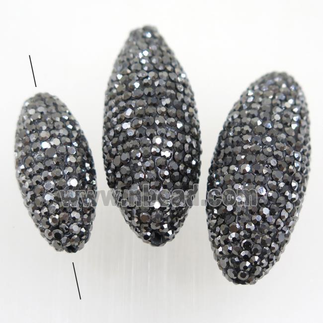 Resin rice beads paved rhinestone