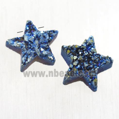 green electroplated Druzy Quartz star pendant